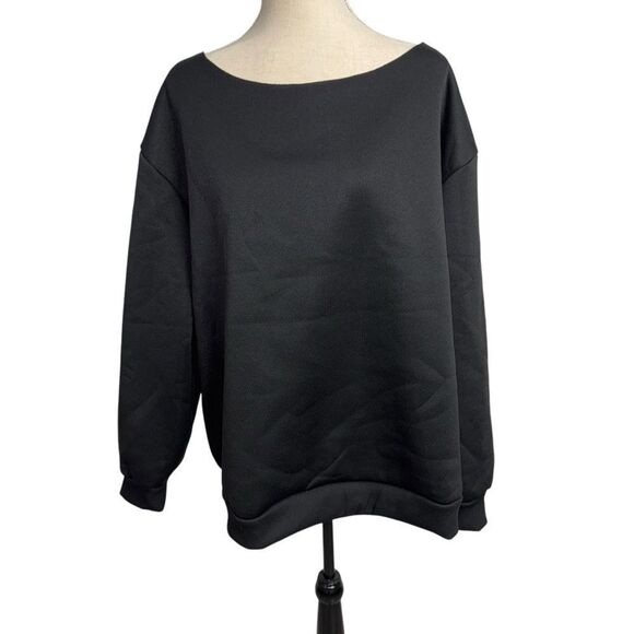 NWOT SHEIN Solid Black long sleeve off the shoulder crewneck sweater size 3X - Picture 9 of 10